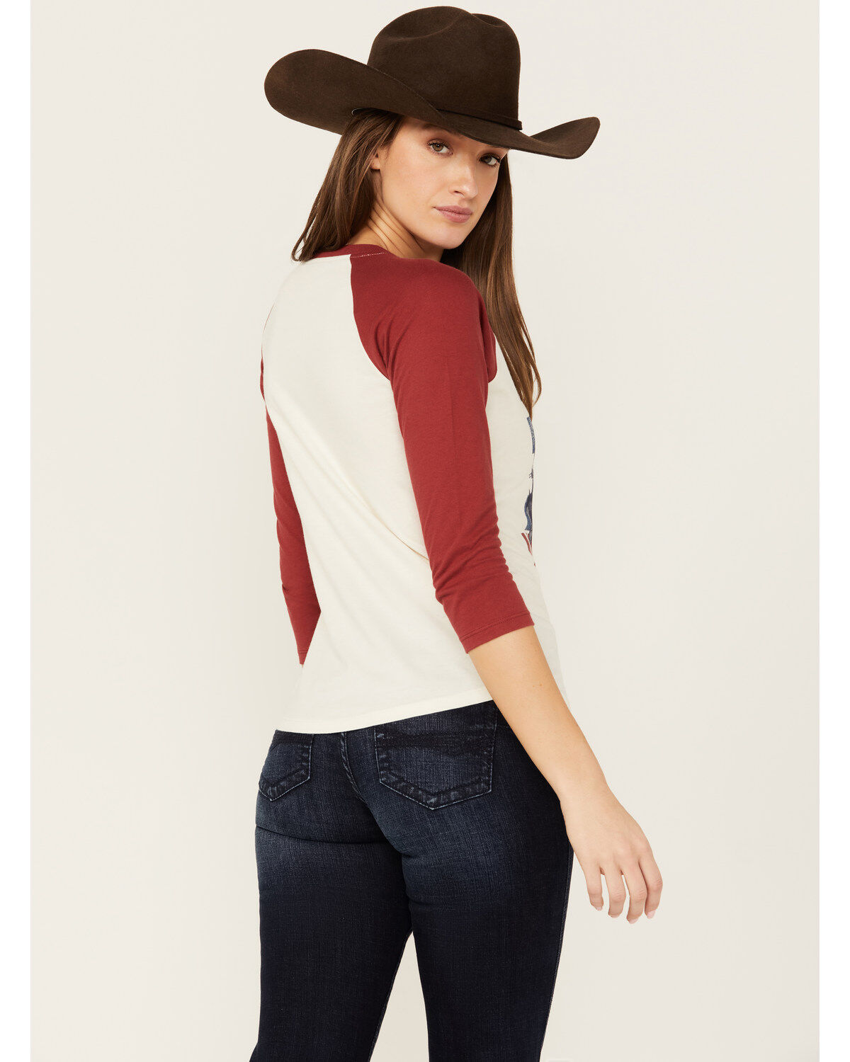 Shyanne Women's 3/4 Sleeve Split Neck Graphic Tee