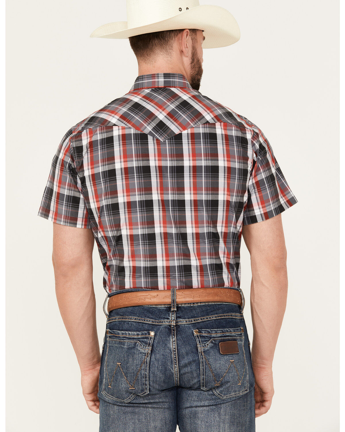 Rodeo Clothing Men's Plaid Print Short Sleeve Snap Western Shirt