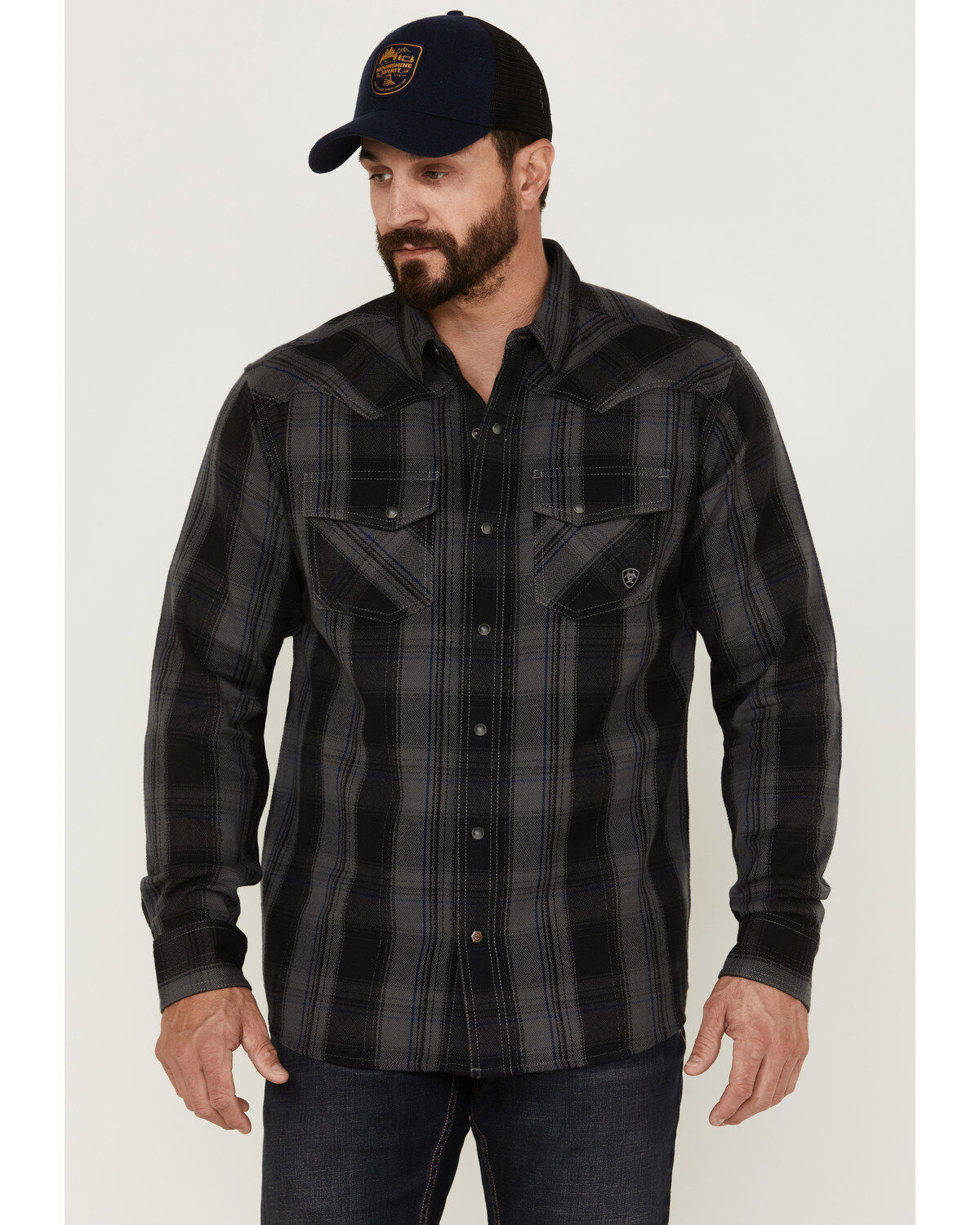 Ariat Men's Harrold Plaid Long Sleeve Snap Western Flannel Shirt
