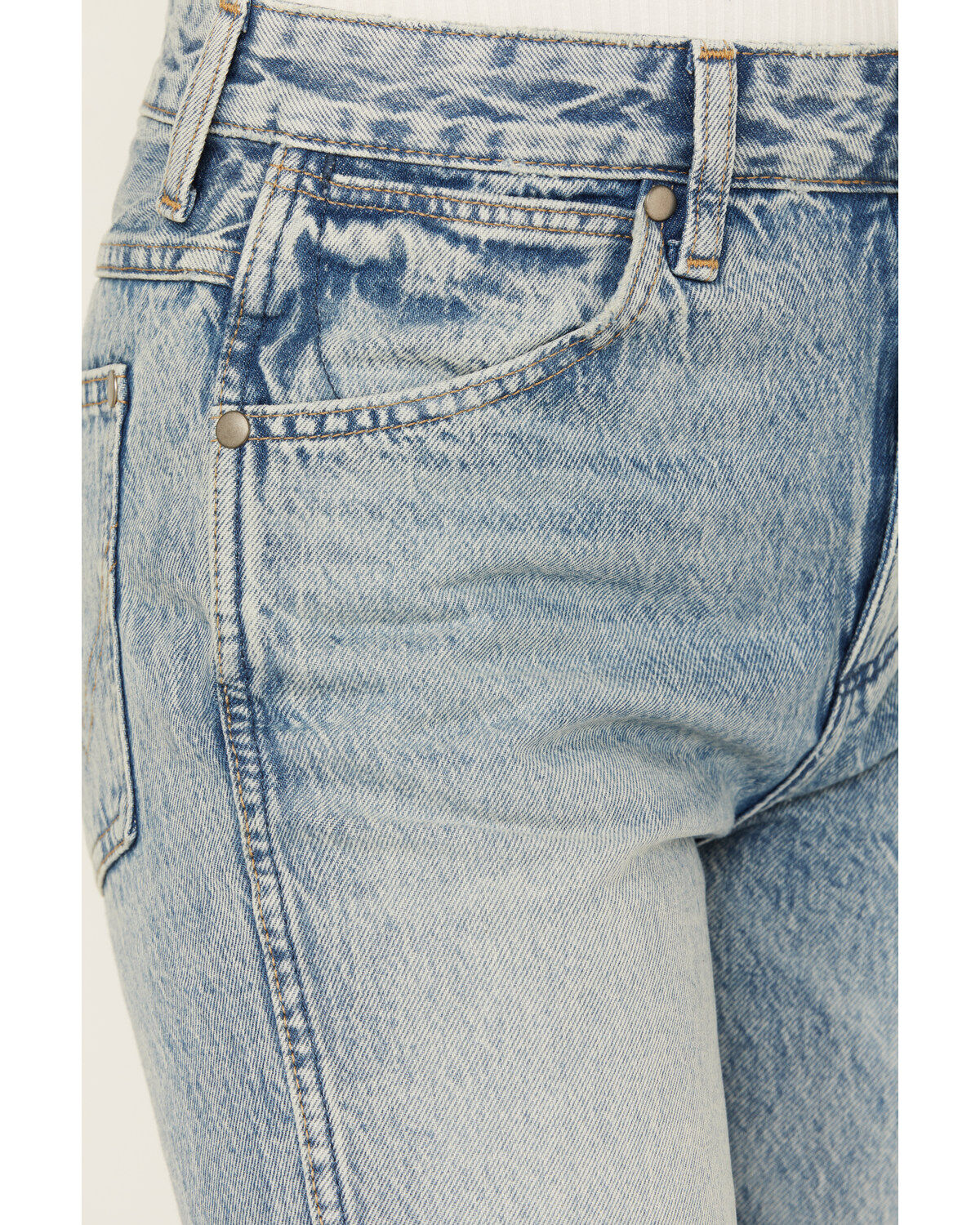 Wrangler Women's Wild West Destructed Light Wash High Rise Straight Jeans