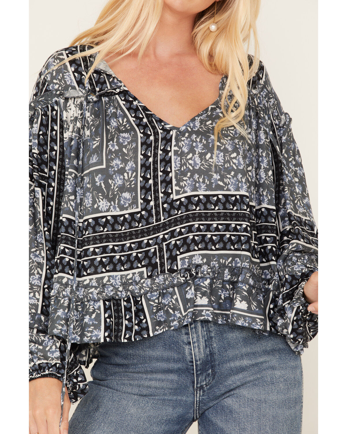 Jen's Pirate Booty Women's Roma Storm Chariot Floral Print Ruffle Top