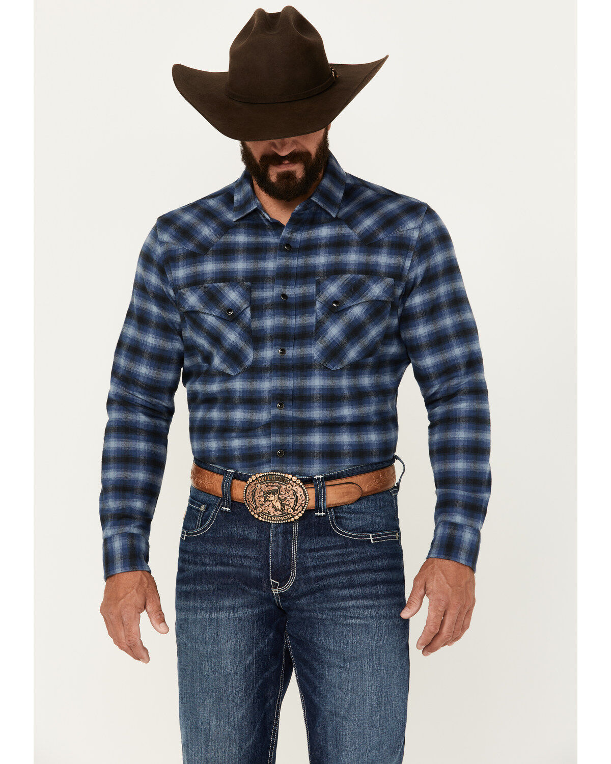 Pendleton Men's Wyatt Plaid Print Long Sleeve Snap Western Shirt