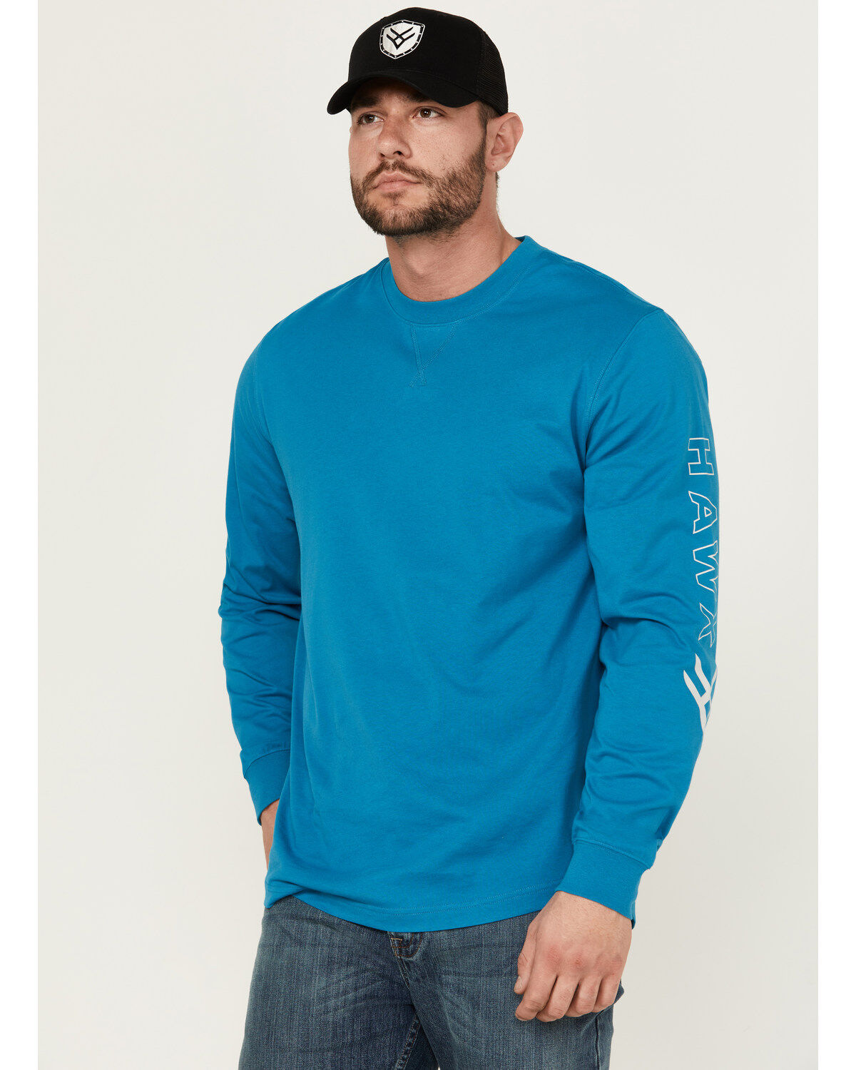 Hawx Men's Long Sleeve Knit Solid Logo Long Sleeve Work T-Shirt