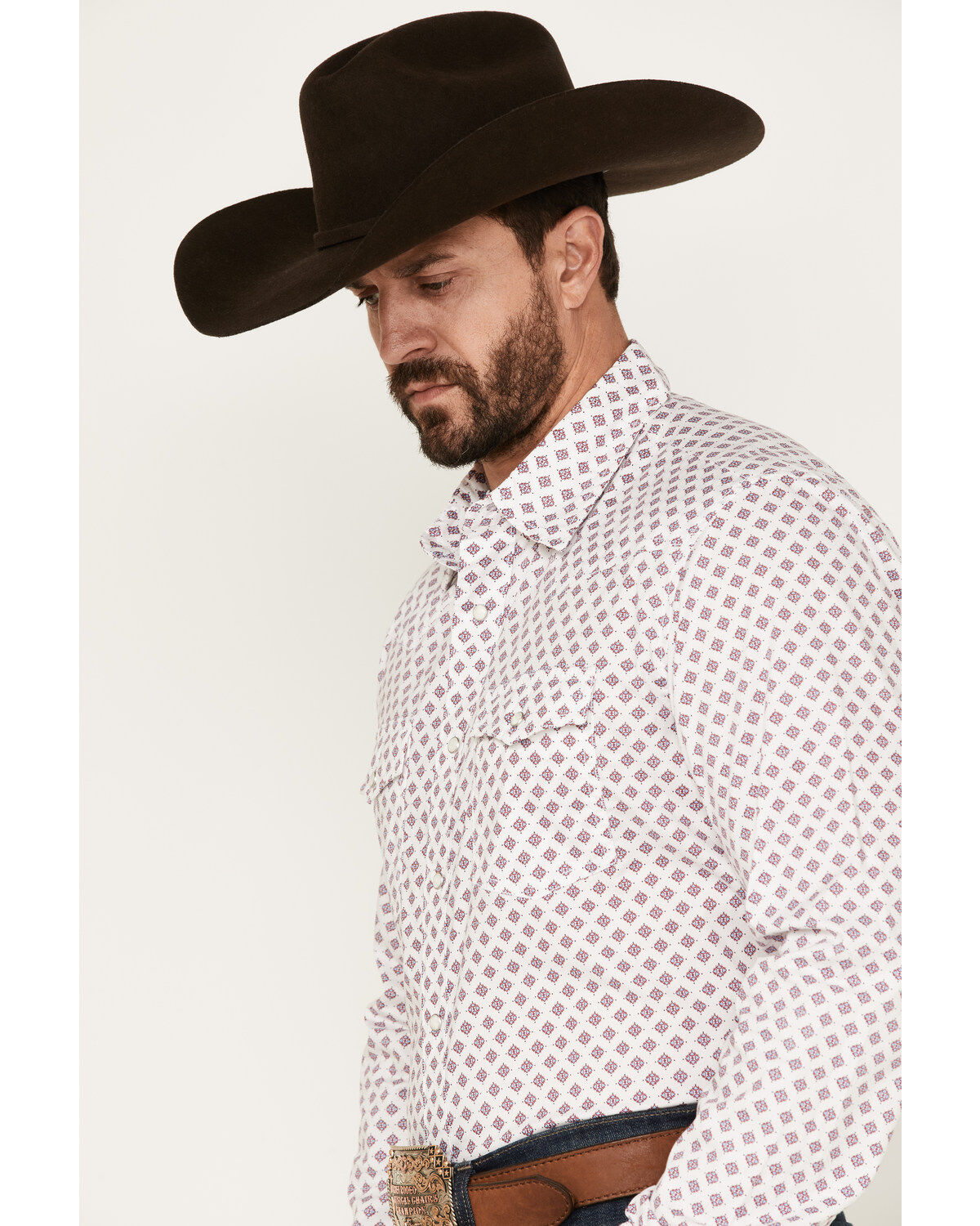 Wrangler 20x Men's Geo Medallion Print Long Sleeve Pearl Snap Western Shirt