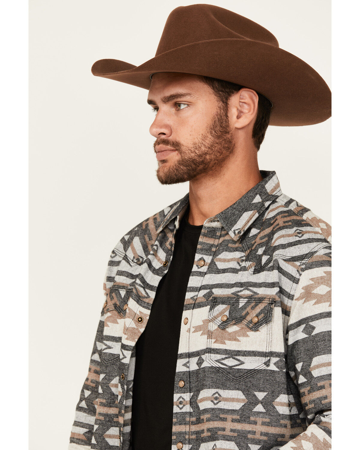 Moonshine Spirit Men's Gun Shop Southwestern Print Long Sleeve Snap Flannel Shirt