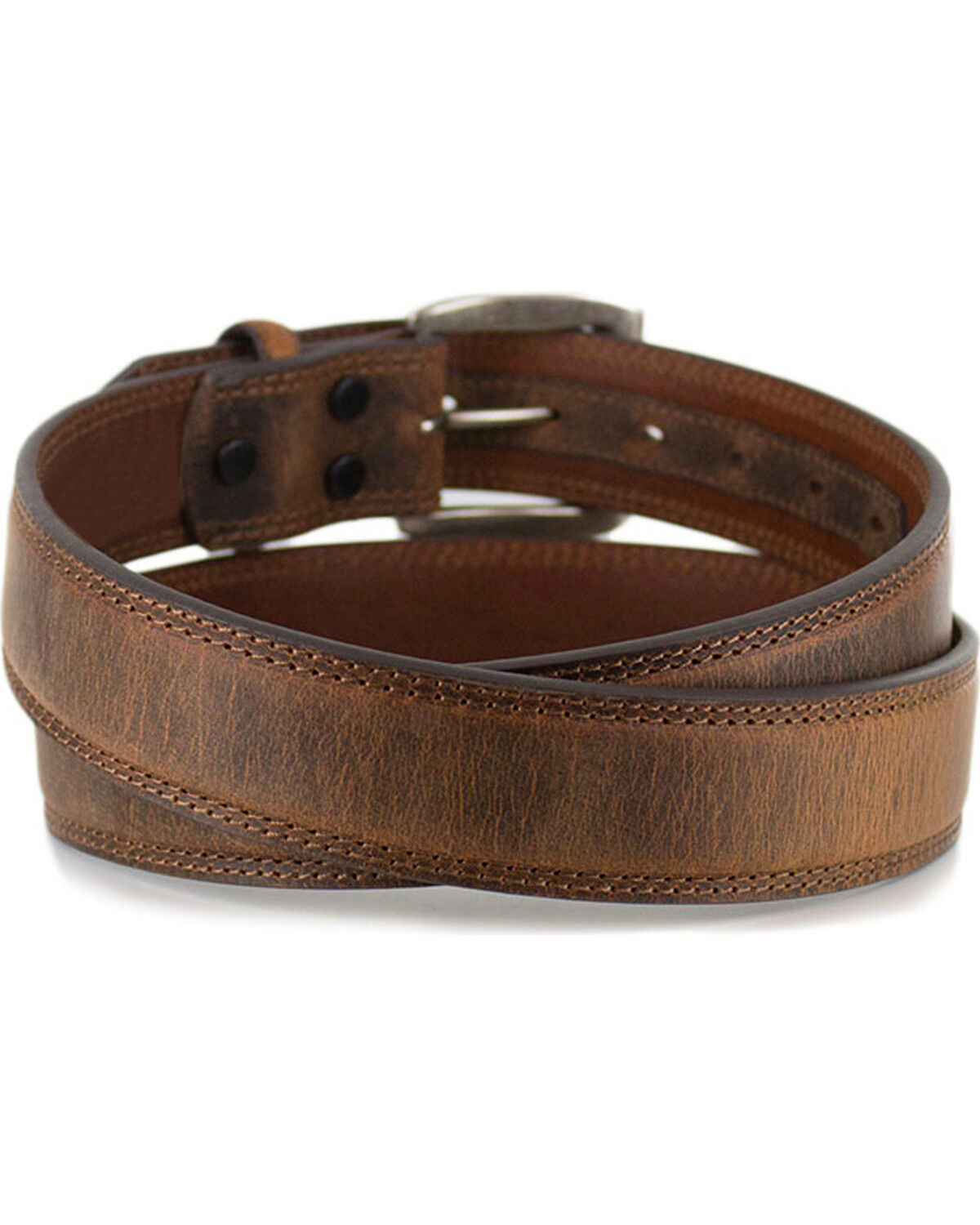 American Worker Men's Tan 1-1/2 Feather Edge Distressed Belt