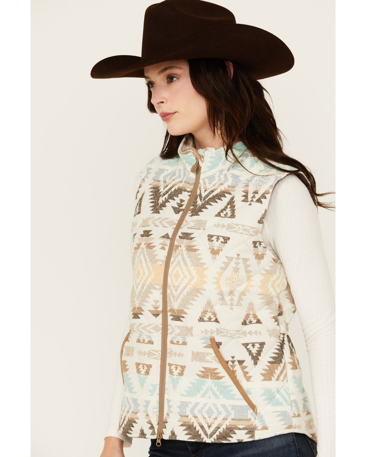 Outback Trading Co Women's Rosalie Southwestern Print Zip-Up Vest