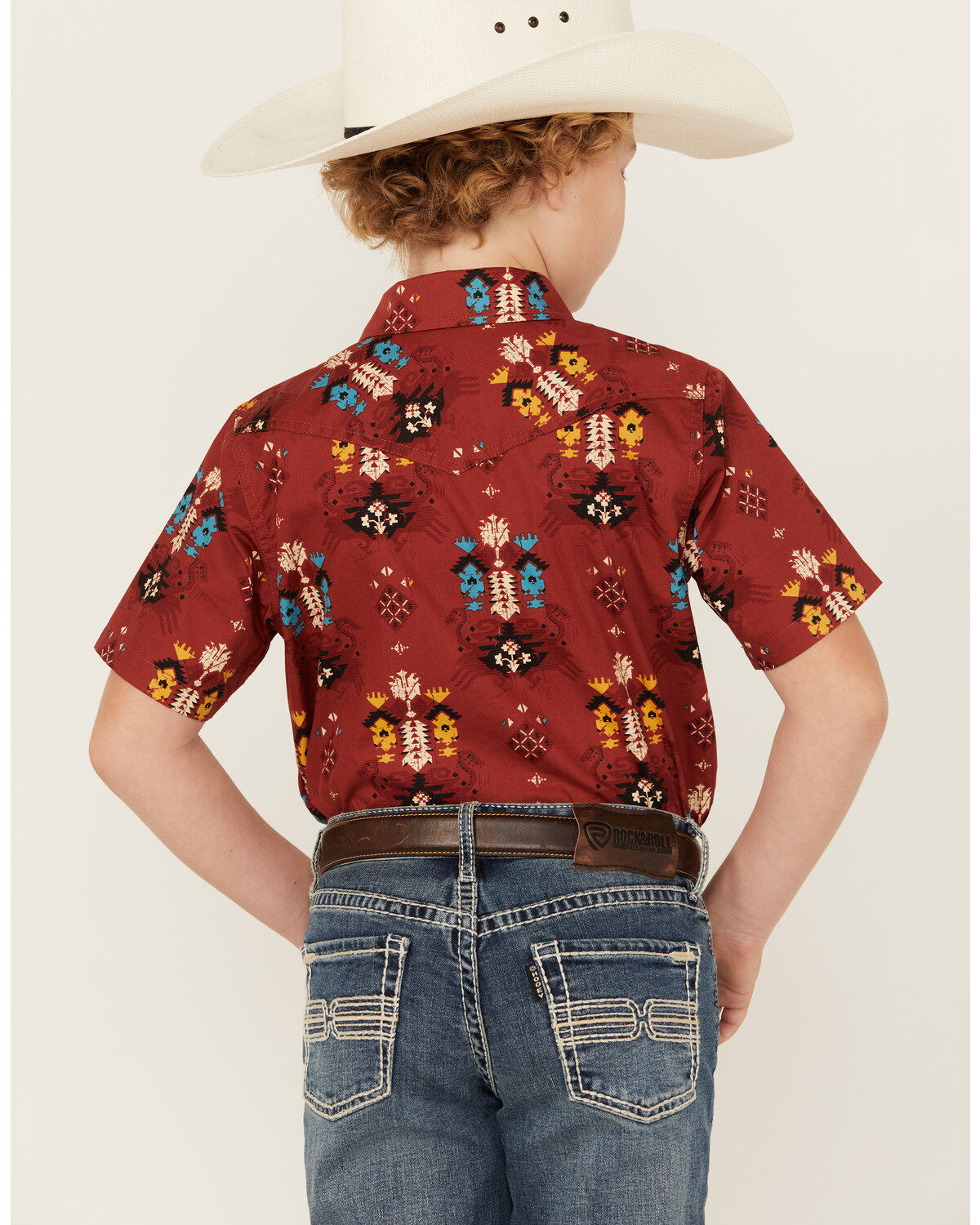 Cody James Boys' Firewater Southwestern Print Short Sleeve Snap Western Shirt
