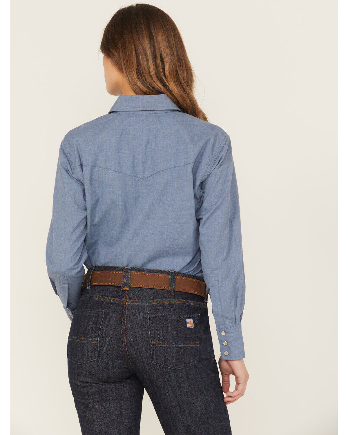 Wrangler Women's FR Blue Snap Long Sleeve Work Shirt