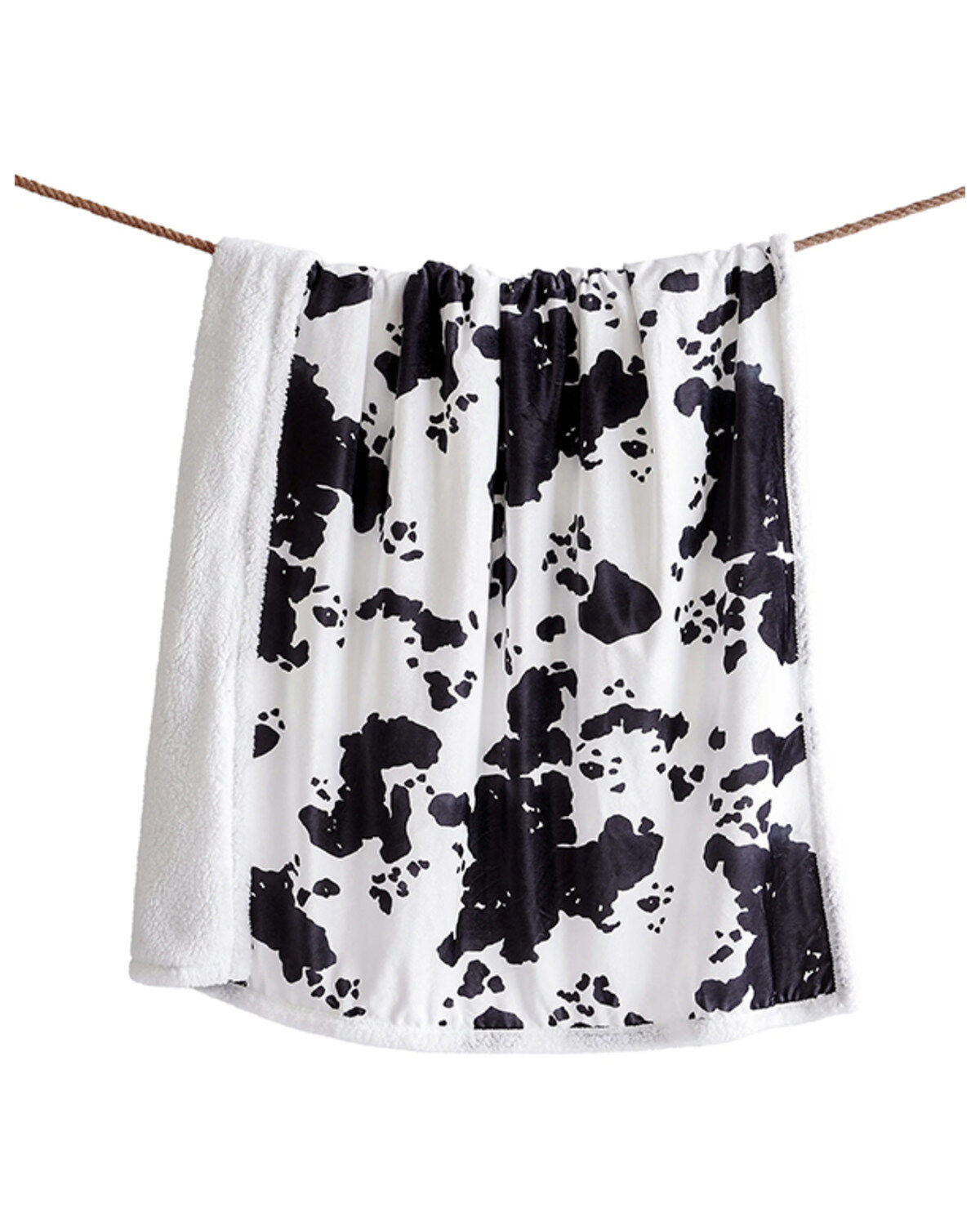 HiEnd Accents Elsa Cowhide Campfire Sherpa Throw