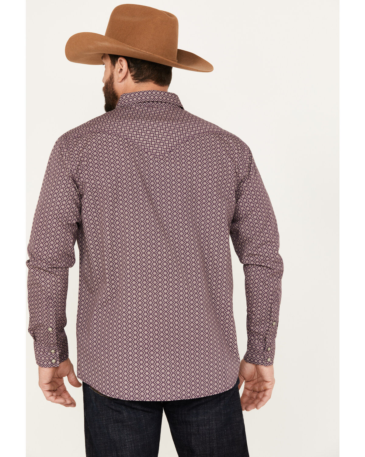 Moonshine Spirit Men's Southwestern Print Long Sleeve Western Pearl Snap Shirt