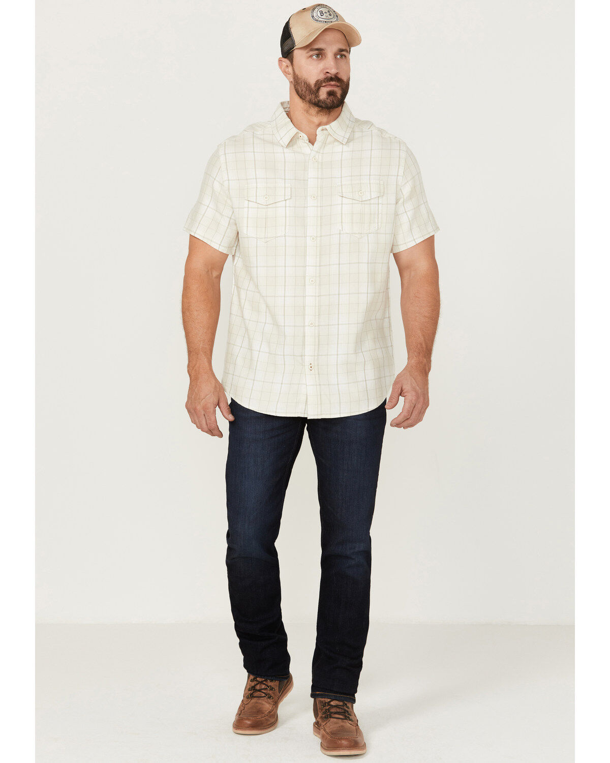 Brothers and Sons Men's Large Plaid Short Sleeve Button Down Western Shirt
