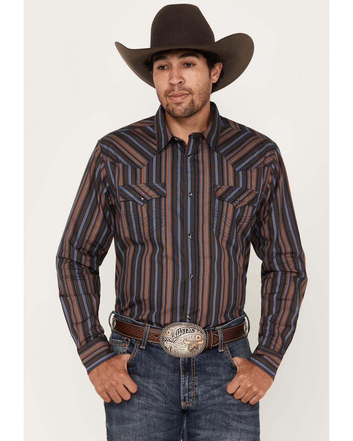 Cody James Men's Finals Day Striped Long Sleeve Western Snap Shirt - Big