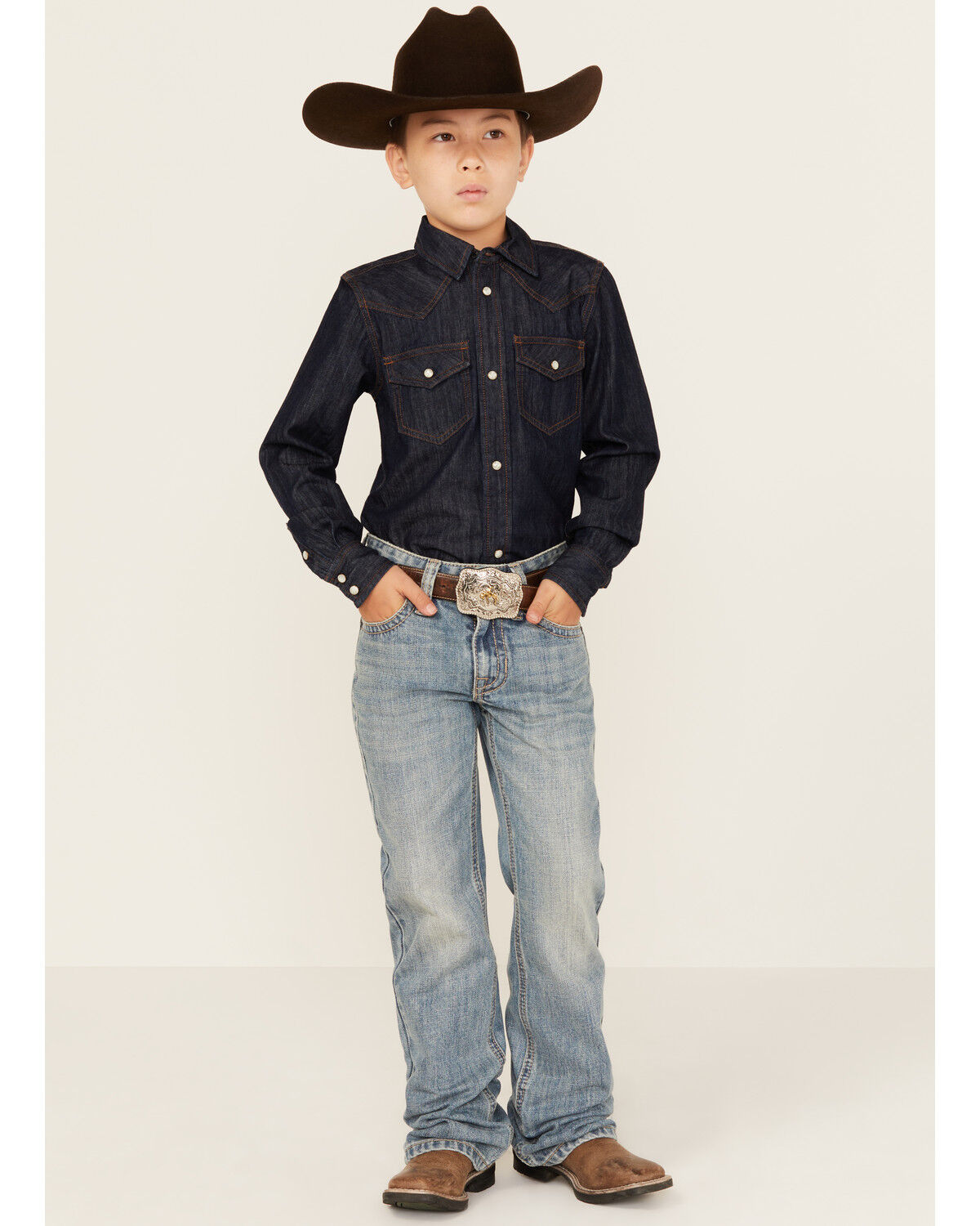 Rock & Roll Denim Boys' Light Wash V Stitch Bootcut Jeans