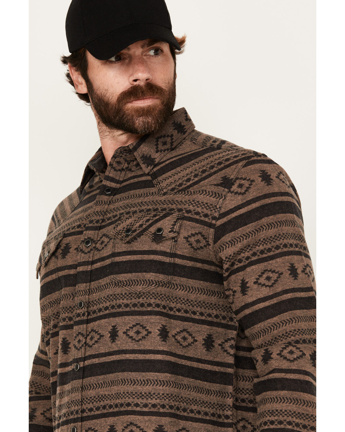 Moonshine Spirit Men's Deer Valley Southwestern Striped Long Sleeve Snap Western Shirt