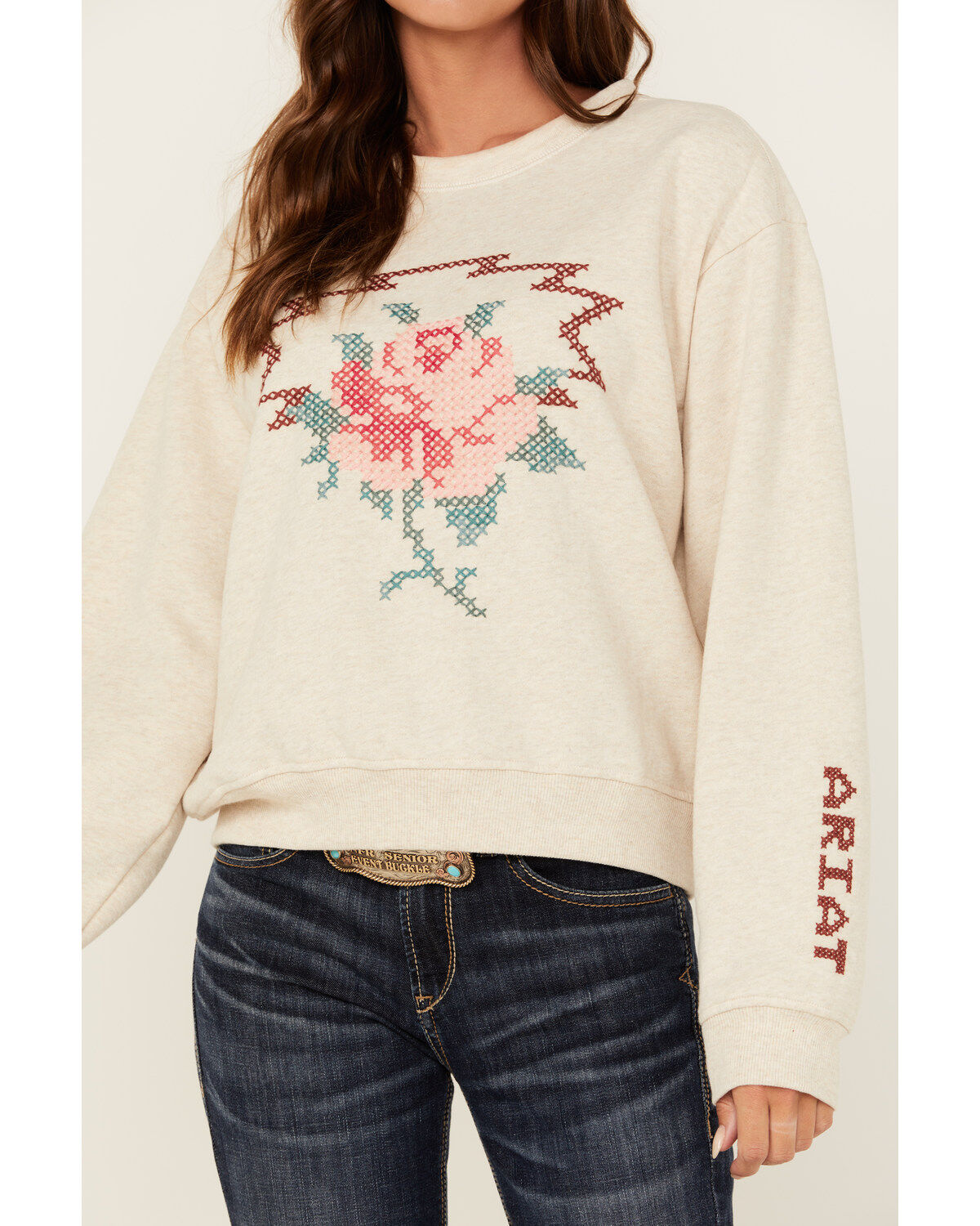 Ariat Women's Rose Embroidered Sweater