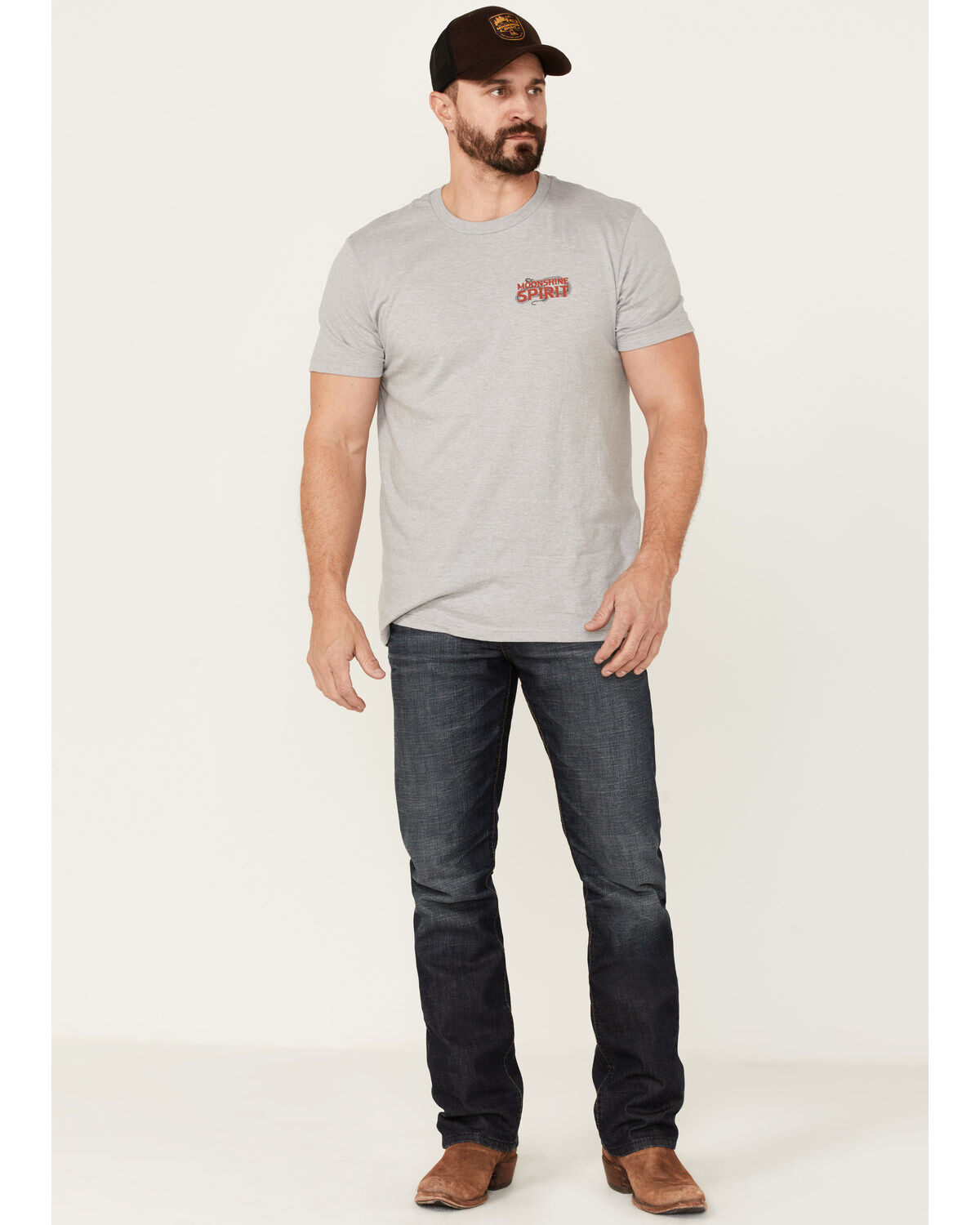 Moonshine Spirit Men's Gray Floral Snake Graphic Short Sleeve T-Shirt