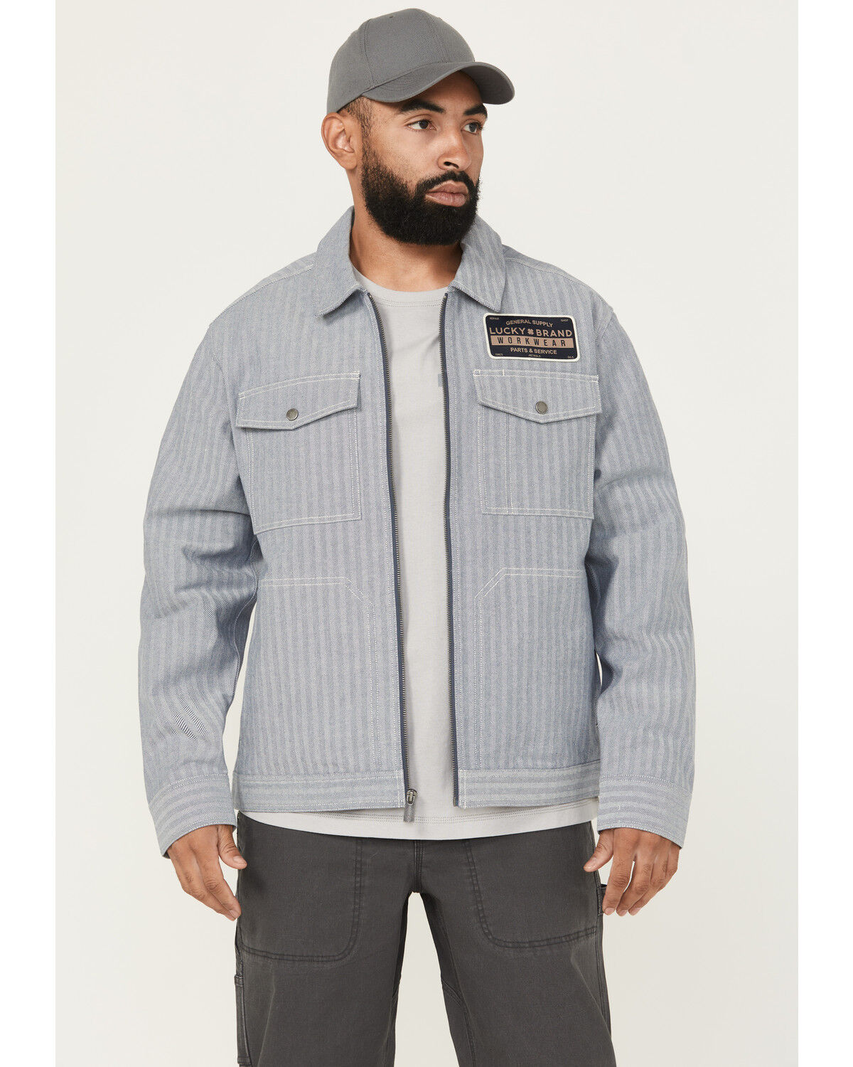Lucky Brand Workwear Men's Herringbone Gas Station Jacket