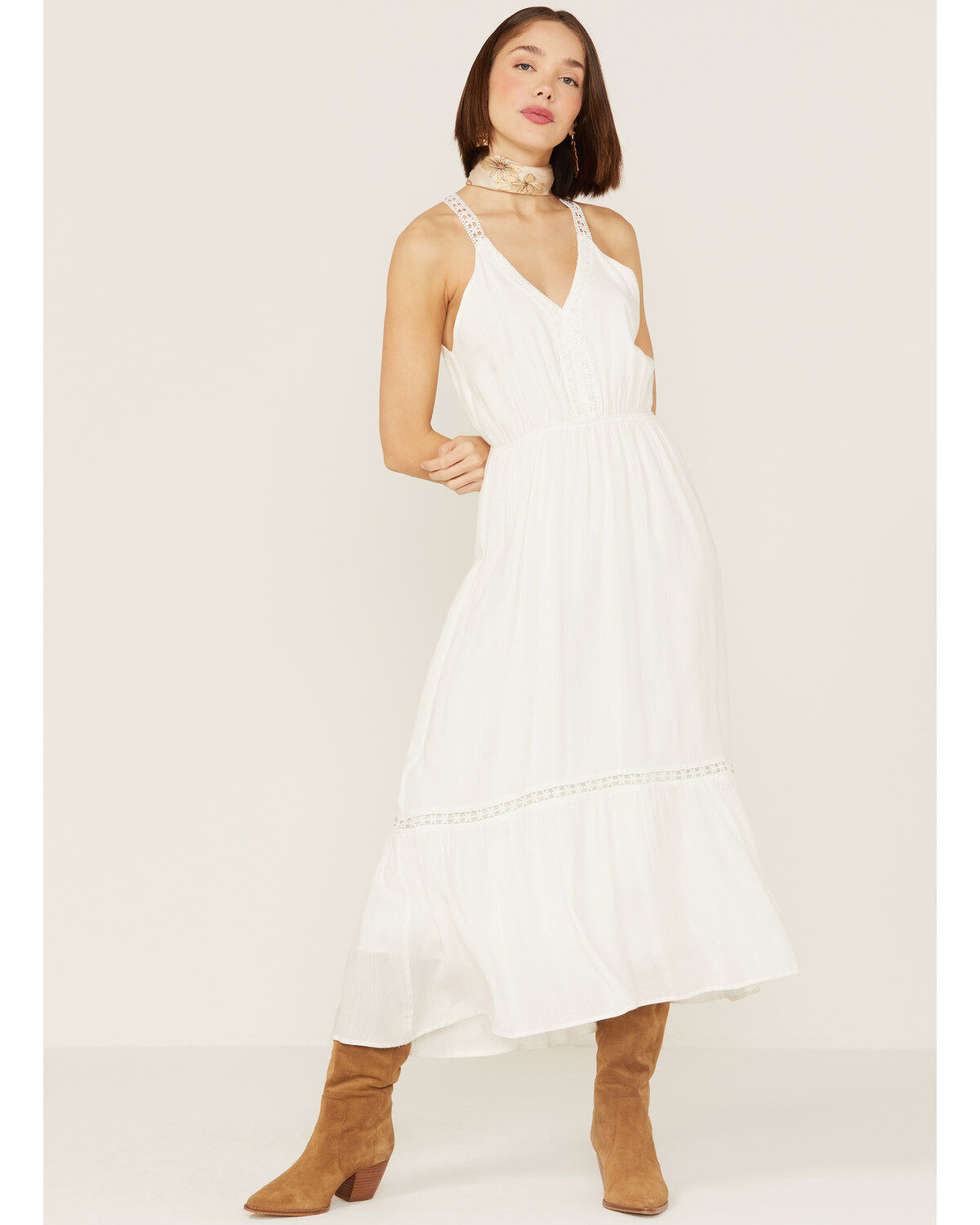 Molly Bracken Women's Lace Trim Midi Dress