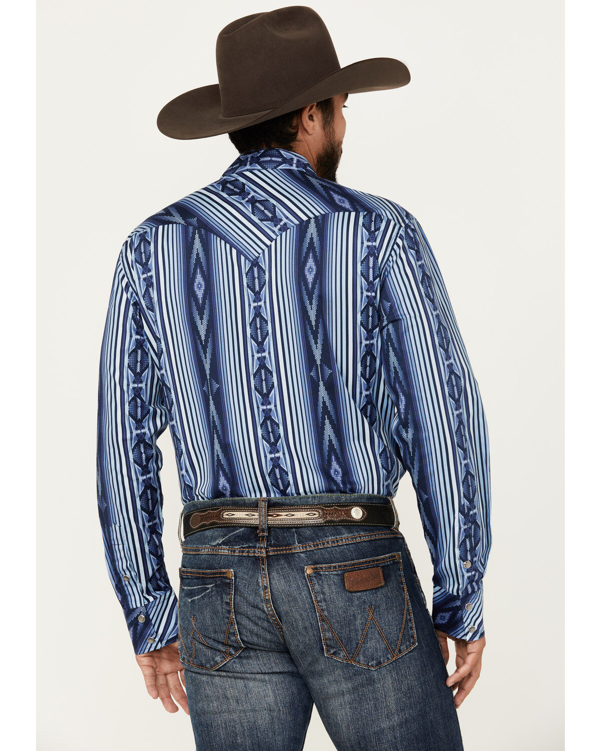 Rock & Roll Denim Men's Southwestern Striped Print Long Sleeve Snap Stretch Western Shirt