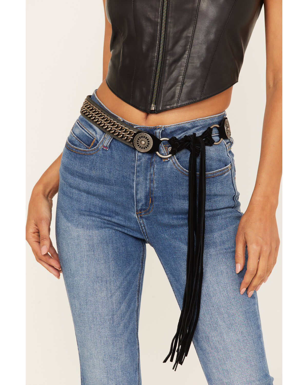 Wonderwest Women's Concho Tassel Tie Waist Belt