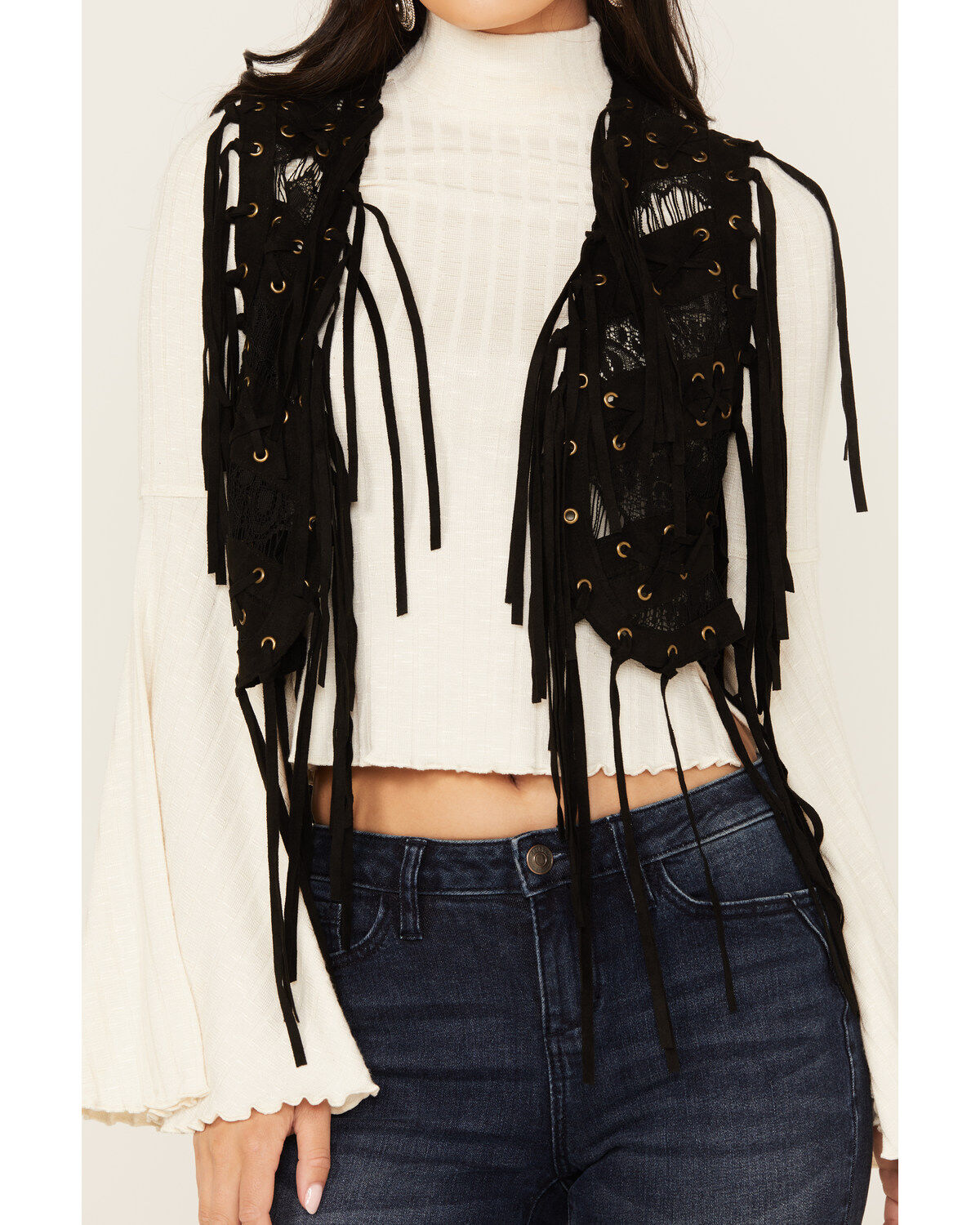 Vocal Women's Braided Lace Fringe Vest