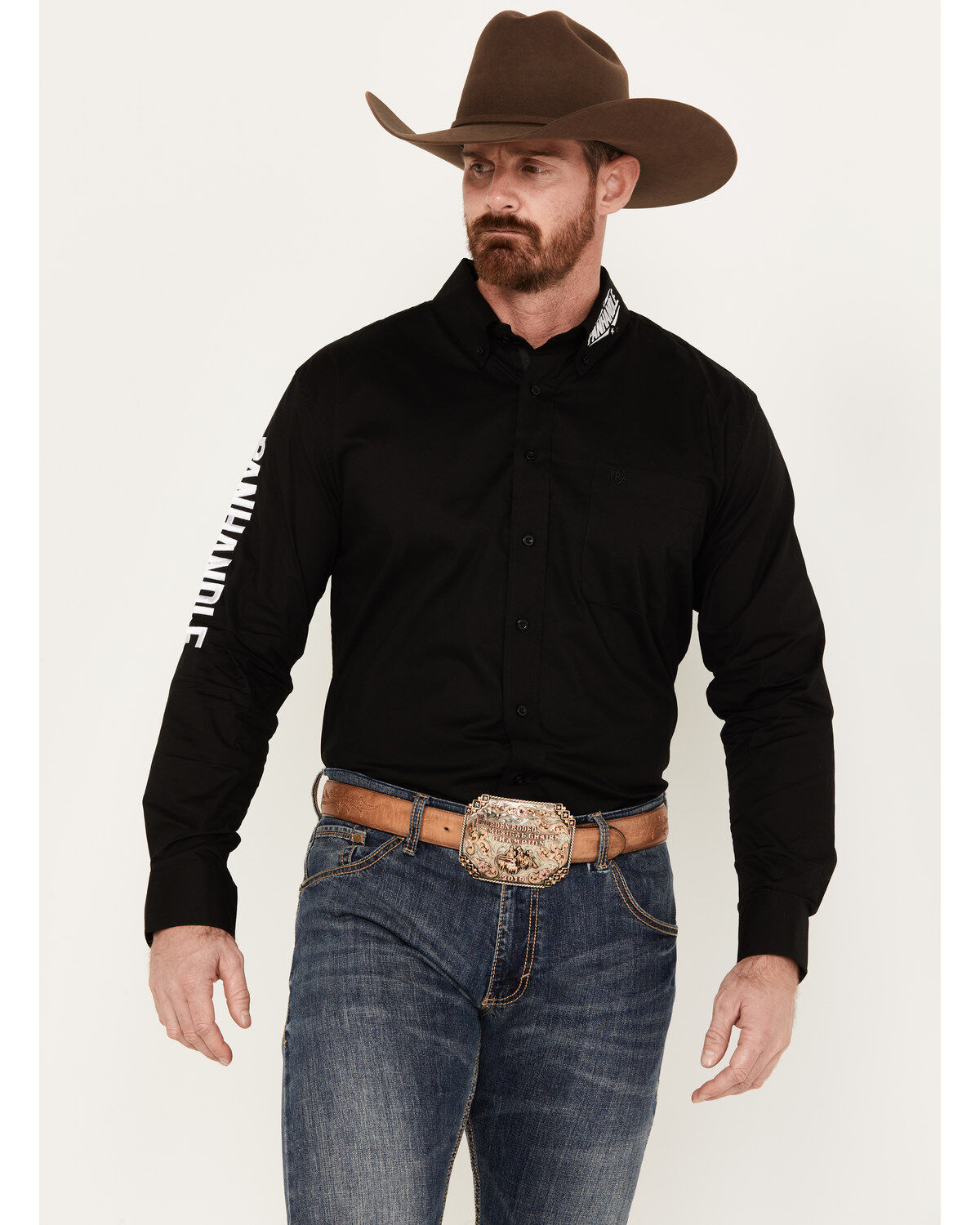 Panhandle Select Men's Solid Long Sleeve Button-Down Western Shirt