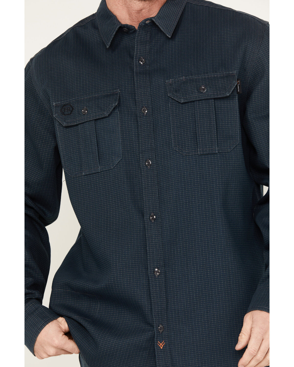 Hawx Men's FR Plaid Print Long Sleeve Button-Down Work Shirt