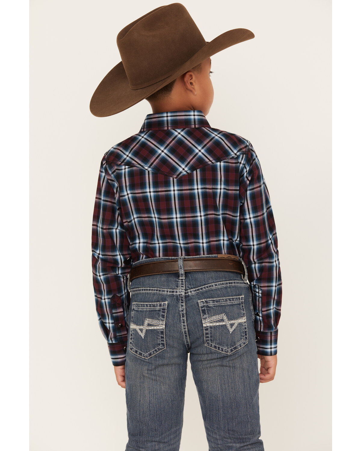Cody James Boys' Plaid Print Long Sleeve Snap Western Shirt