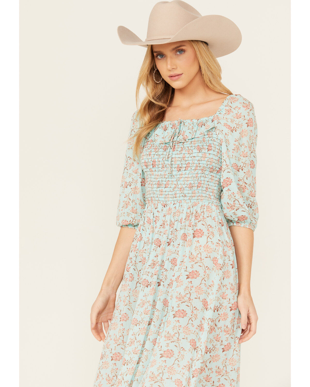 Rock & Roll Denim Women's Floral Boho Midi Dress