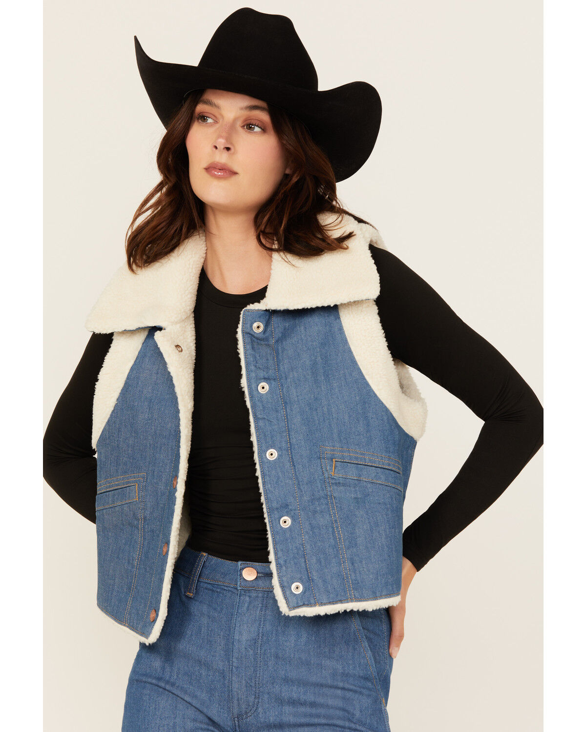 Wrangler Women's Sherpa Lined Denim Vest