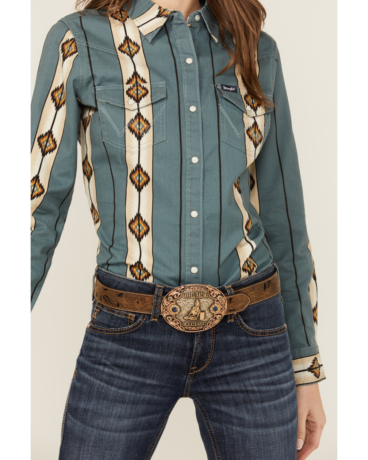 Wrangler Retro Women's Geo Print Long Sleeve Snap Western Shirt