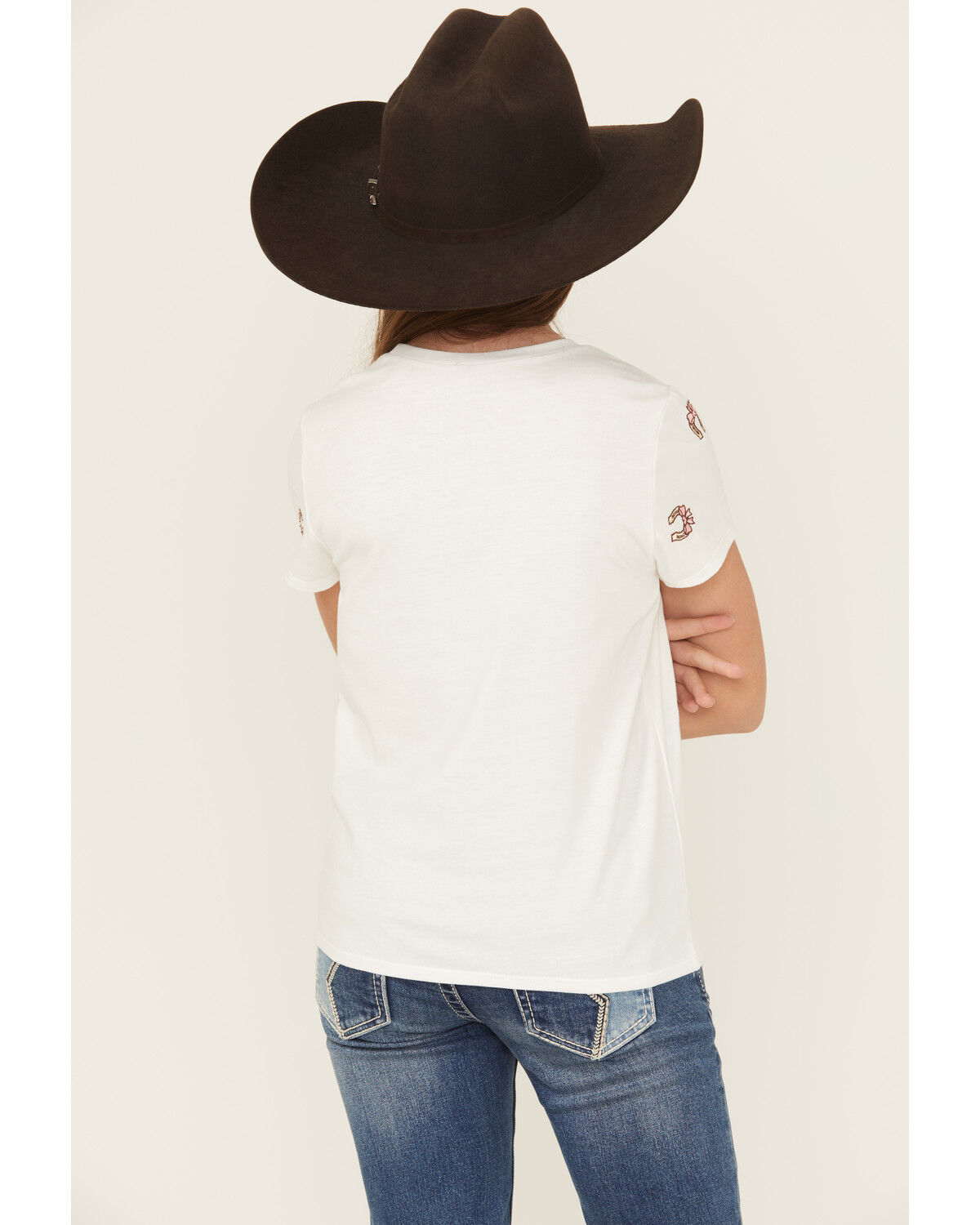 Shyanne Girls' Bow Horseshoe Embroidered Short Sleeve Tee