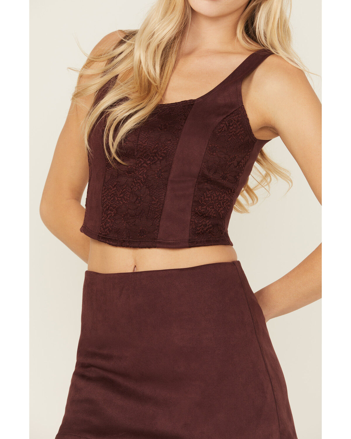 Shyanne Women's Faux Suede Lace Corset Top