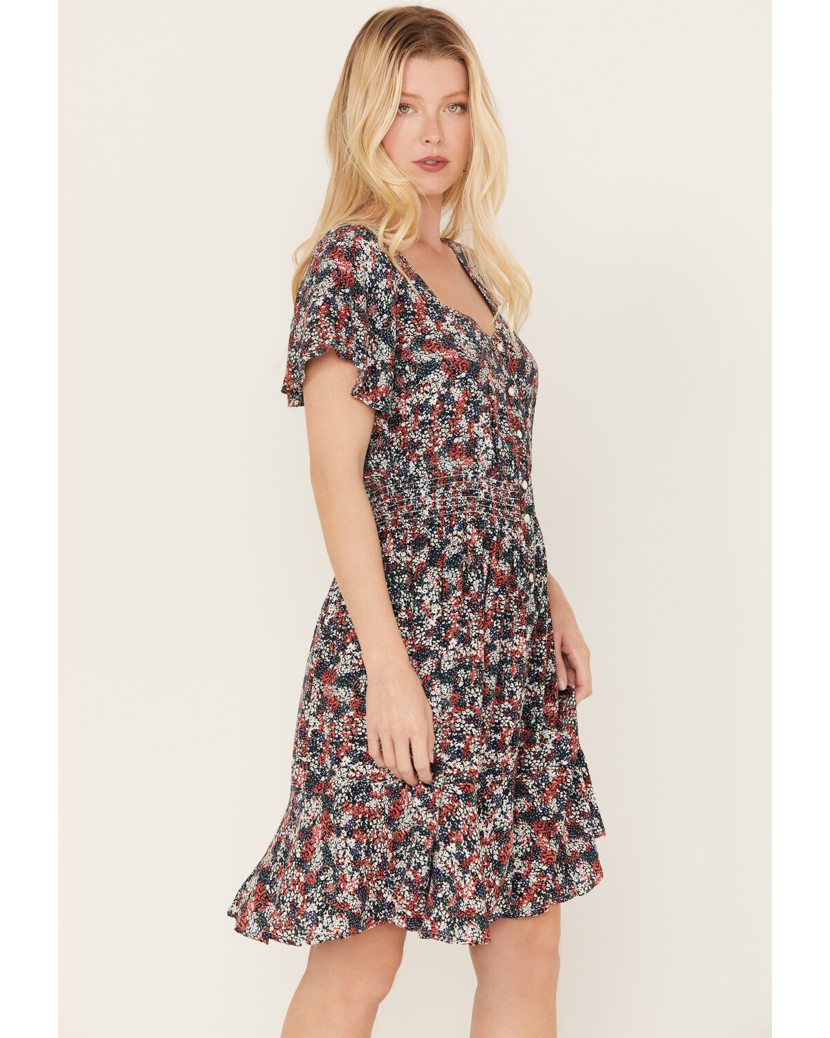 Wrangler Women's Ditsy Snap Front Mini Dress