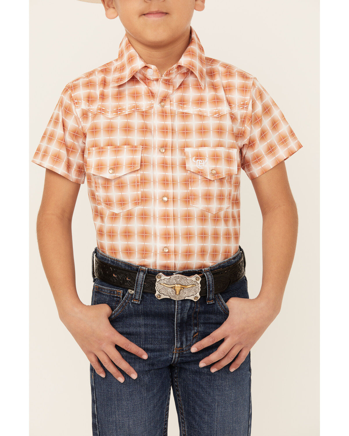Cowboy Hardware Boys' Gradient Square Short Sleeve Snap Western Shirt
