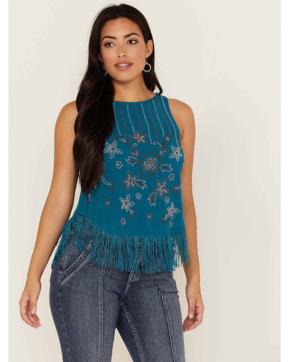 Idyllwind Women's Cameo Beaded Fringe Tank Top