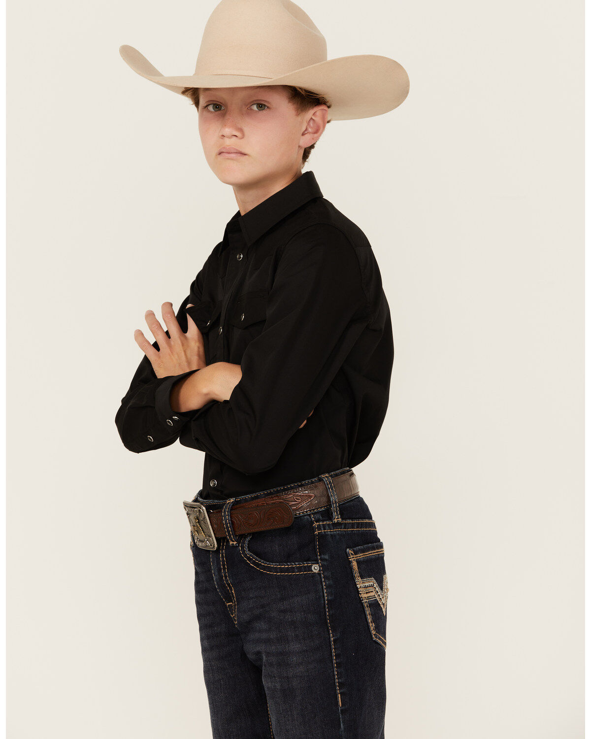 Gibson Trading Co Boys' Solid Long Sleeve Pearl Snap Western Shirt