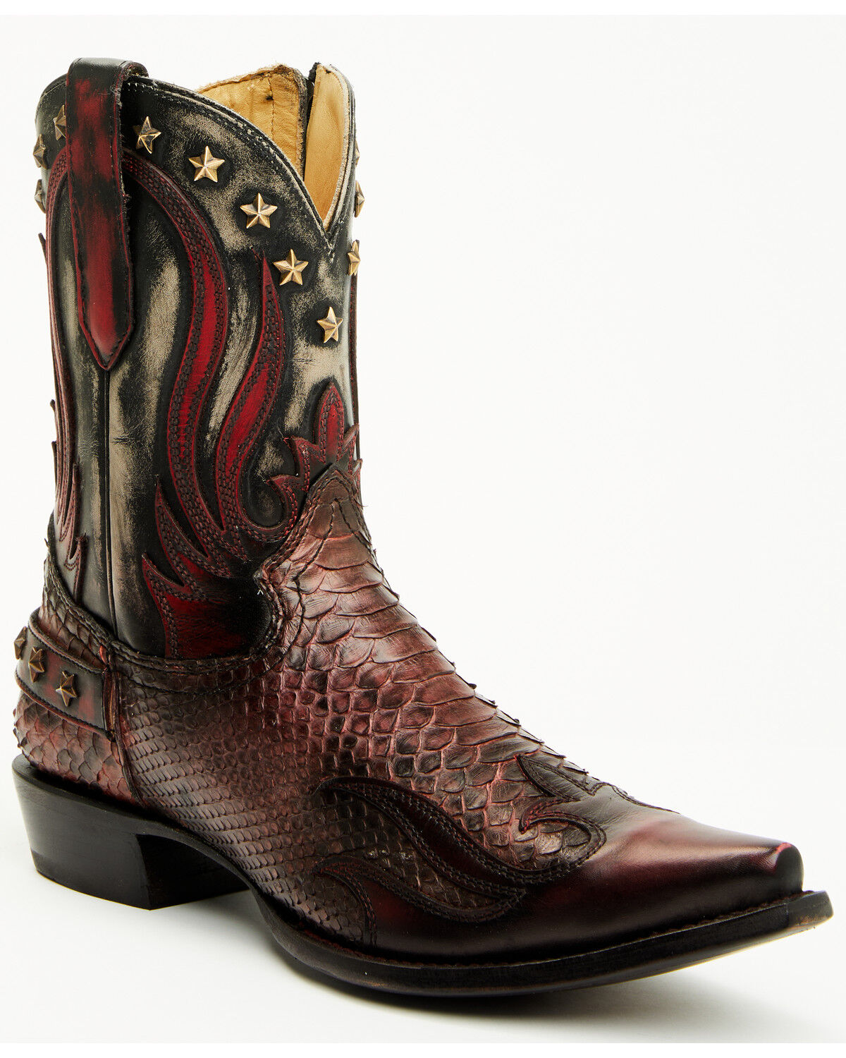 Corral Men's Exotic Python Studded Short Western Boots - Snip Toe