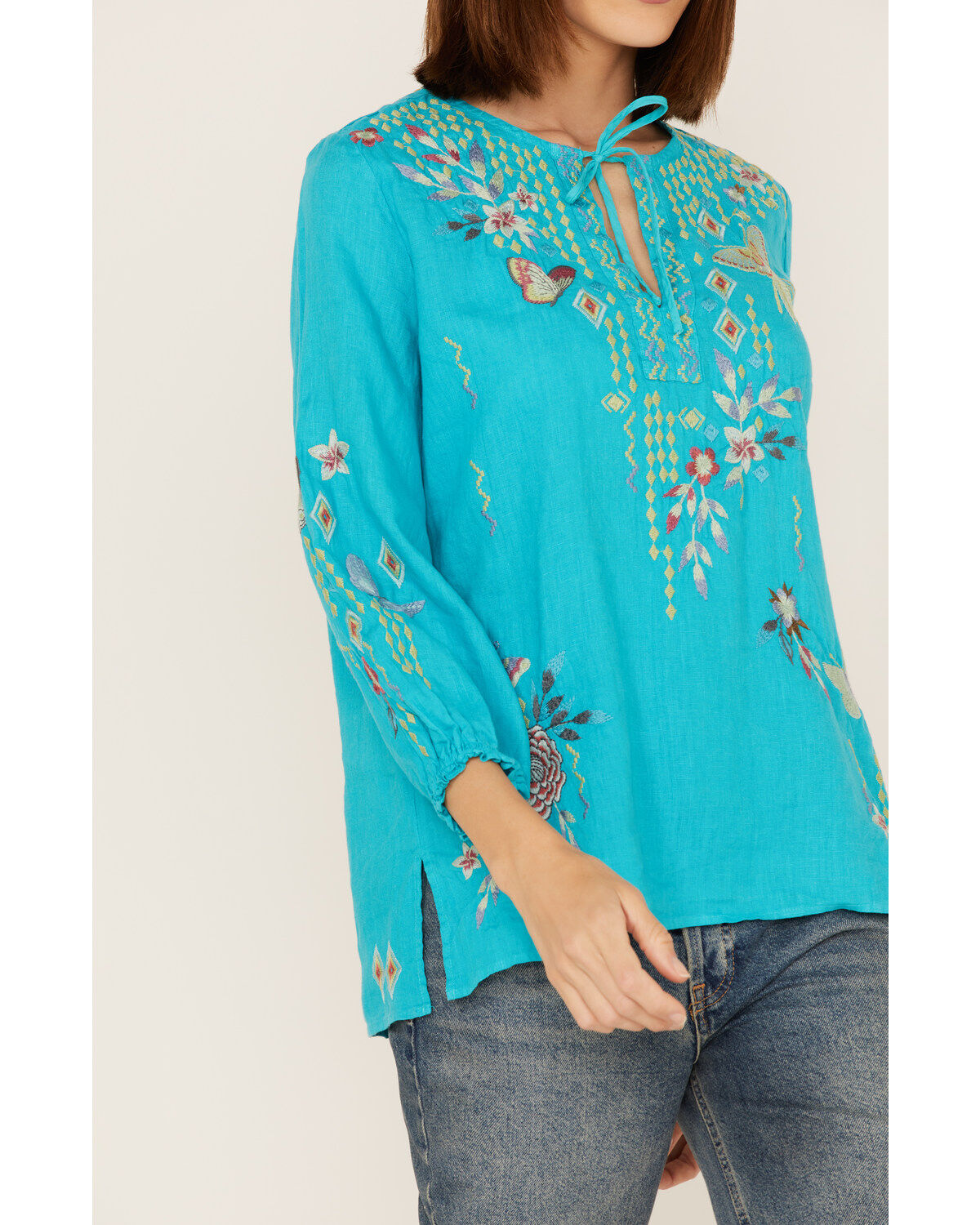 Johnny Was Women's Embroidered Mariposa Blouse