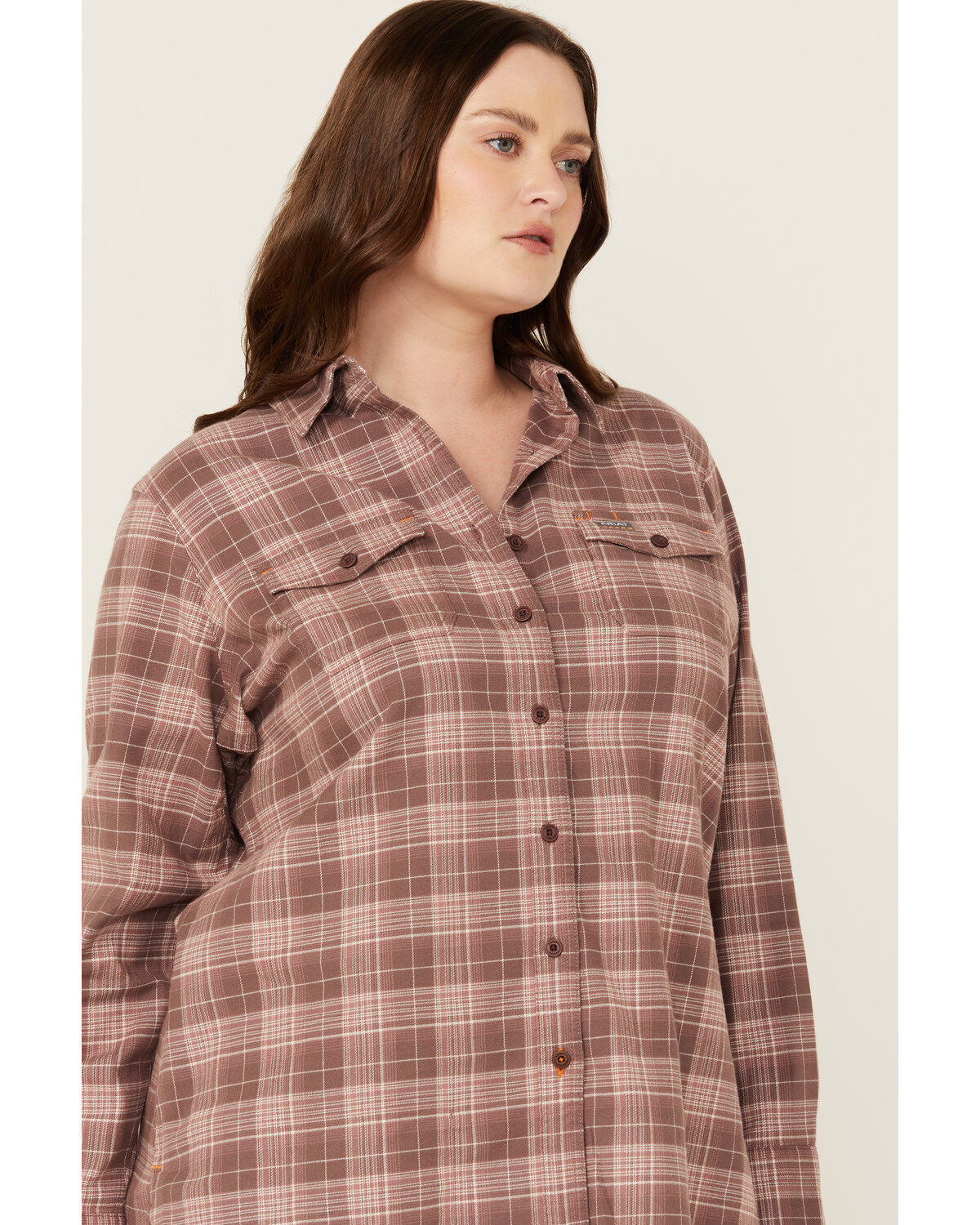 Ariat Women's Rebar Durastretch Plaid Print Long Sleeve Stretch Button-Down Flannel Work Shirt - Plus