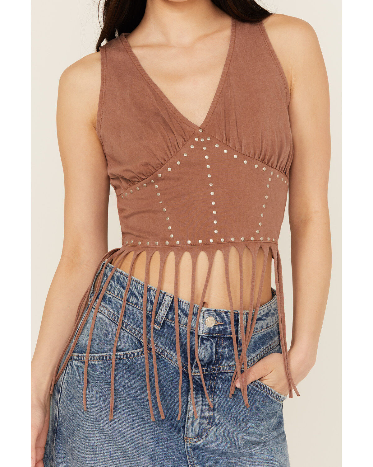 Rock & Roll Denim Women's Studded Fringe Tank