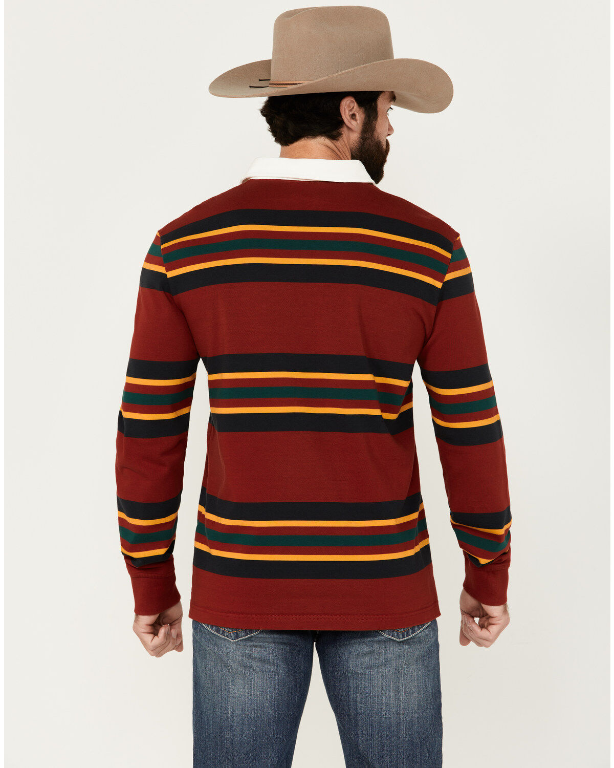 Pendleton Men's Decker Rugby Striped Long Sleeve Polo Shirt