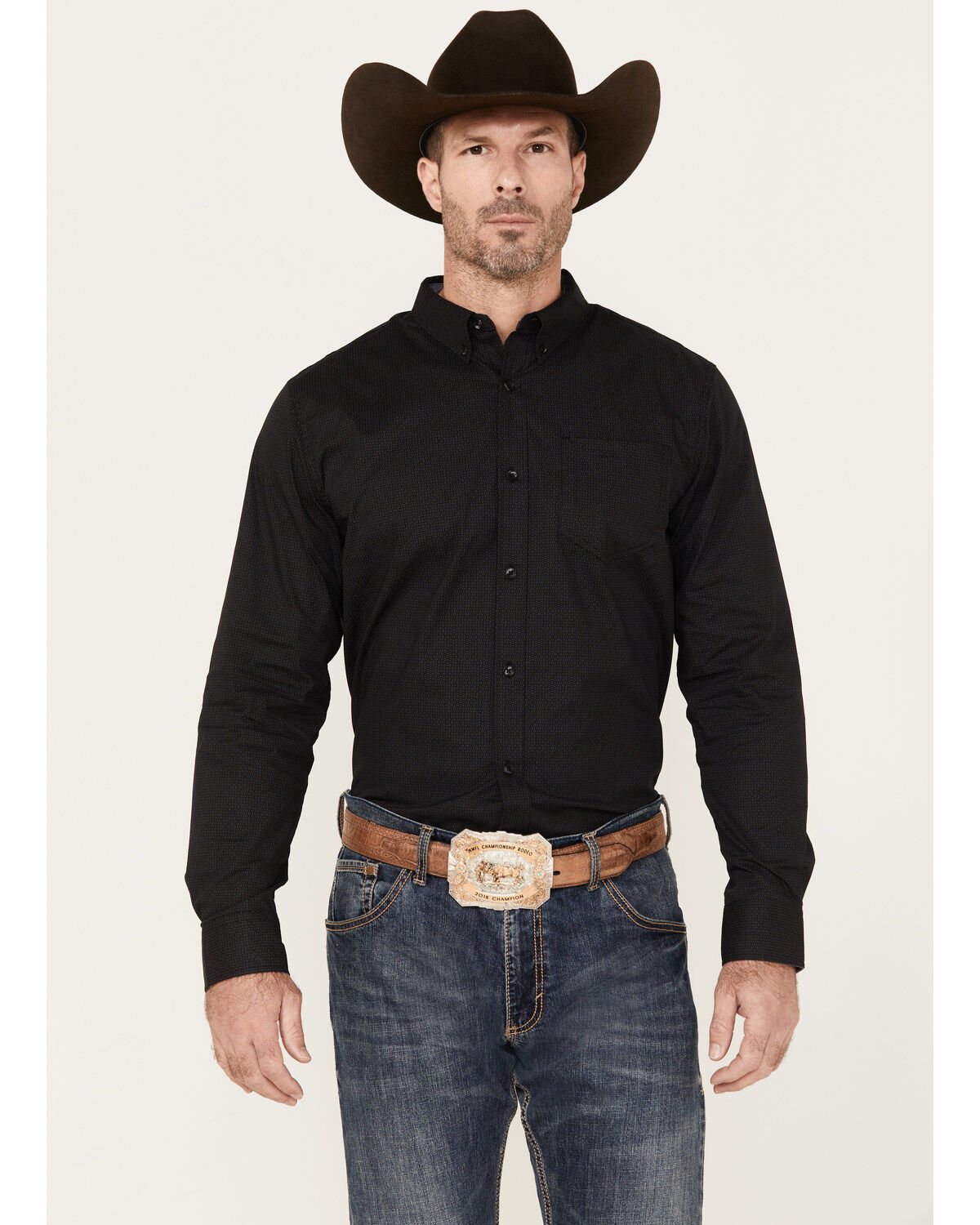 Cody James Men's Bedrock Solid Long Sleeve Stretch Button-Down Western Shirt