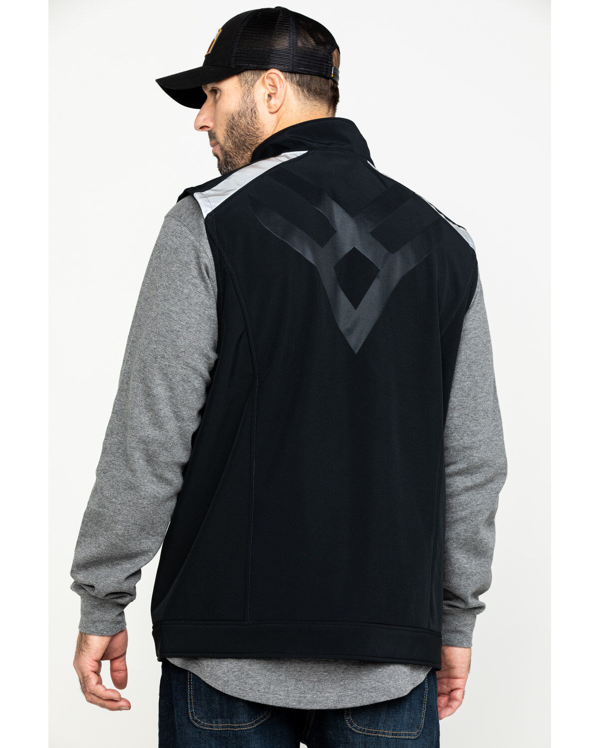 Hawx Men's Black Reflective Softshell Moto Work Vest - Tall