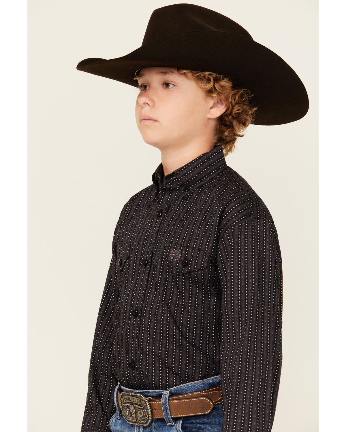 Panhandle Boys' Geo Print Long Sleeve Snap Western Shirt
