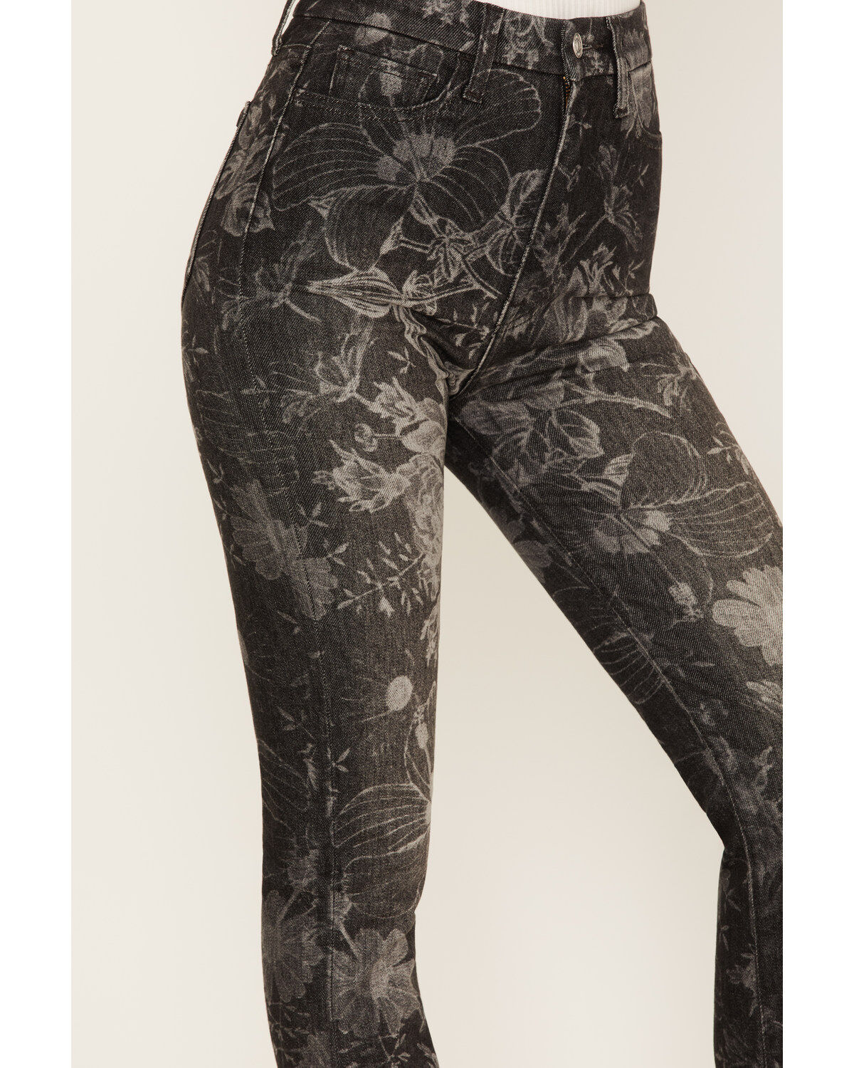7 For All Mankind Women's Floral Print High Rise Slim Stretch Bootcut Jeans