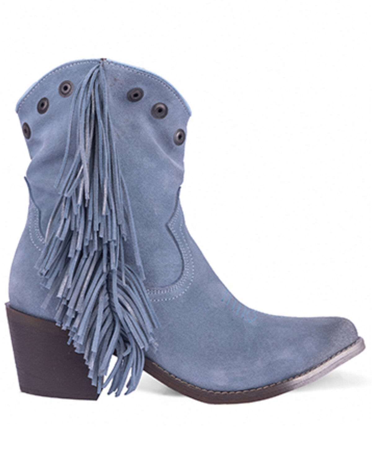 Circle G Women's Studded Suede Fringe Ankle Boots - Round Toe