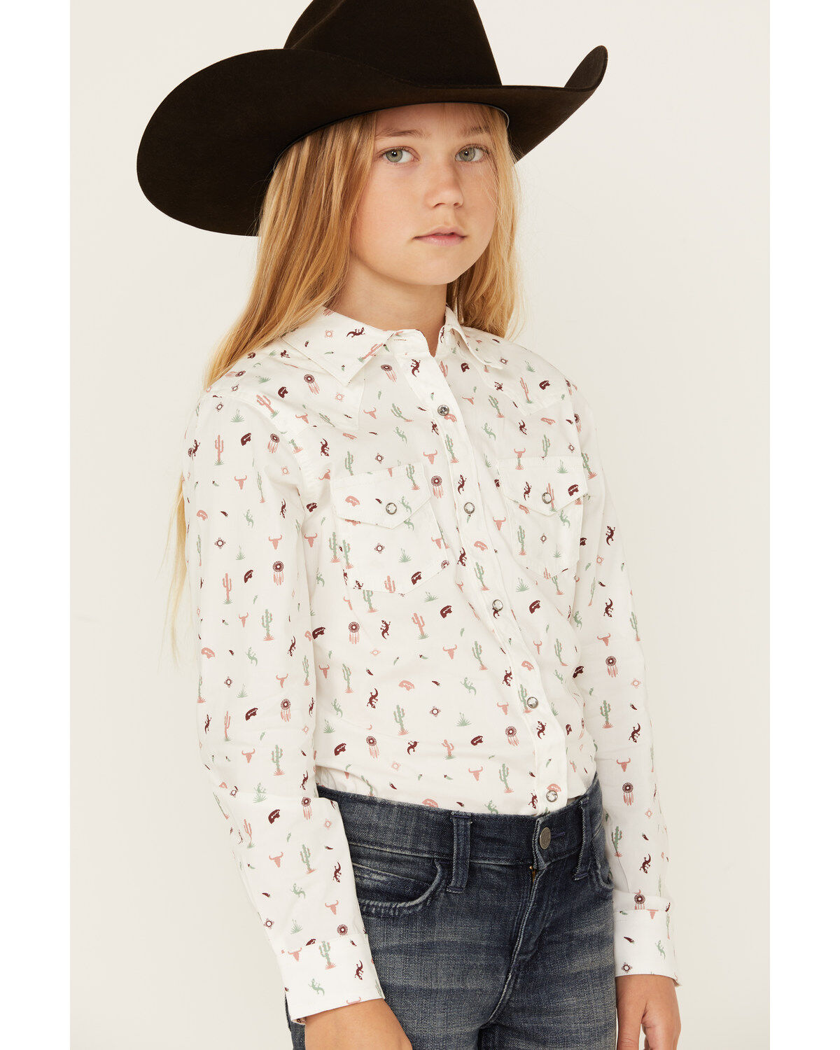 Ariat Girls' Santa Fe Print Long Sleeve Snap Western Shirt