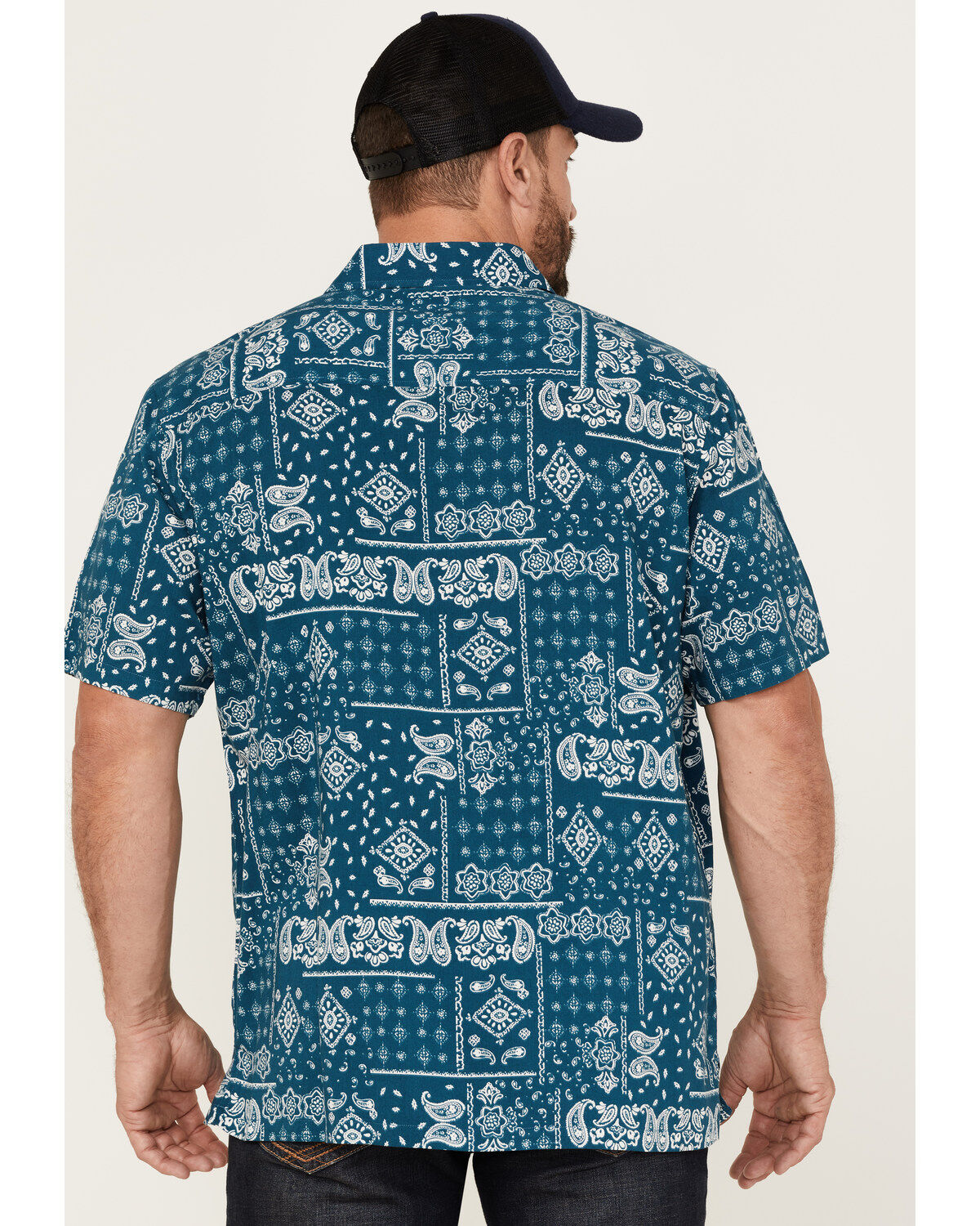 Gibson Men's Holler Bandana Print Short Sleeve Button-Down Western Shirt